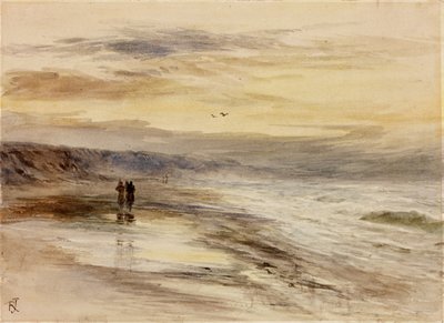 Figures on Seashore at Dusk by Robert Jobling